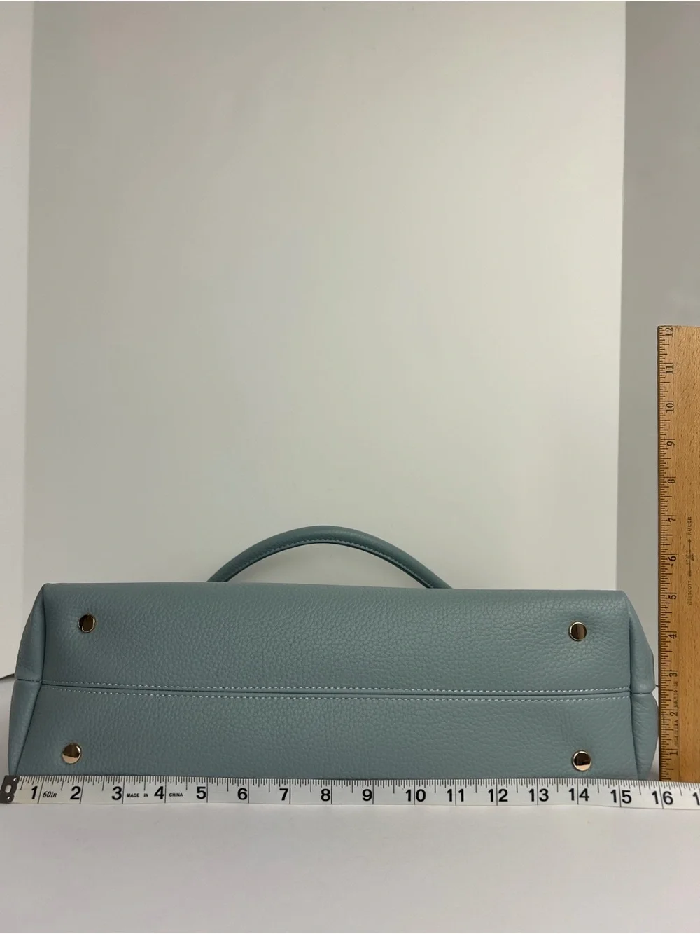 BC Bags Women's Handbag PU Pebbled Light Blue Removable Pouch Double Handle NWT
